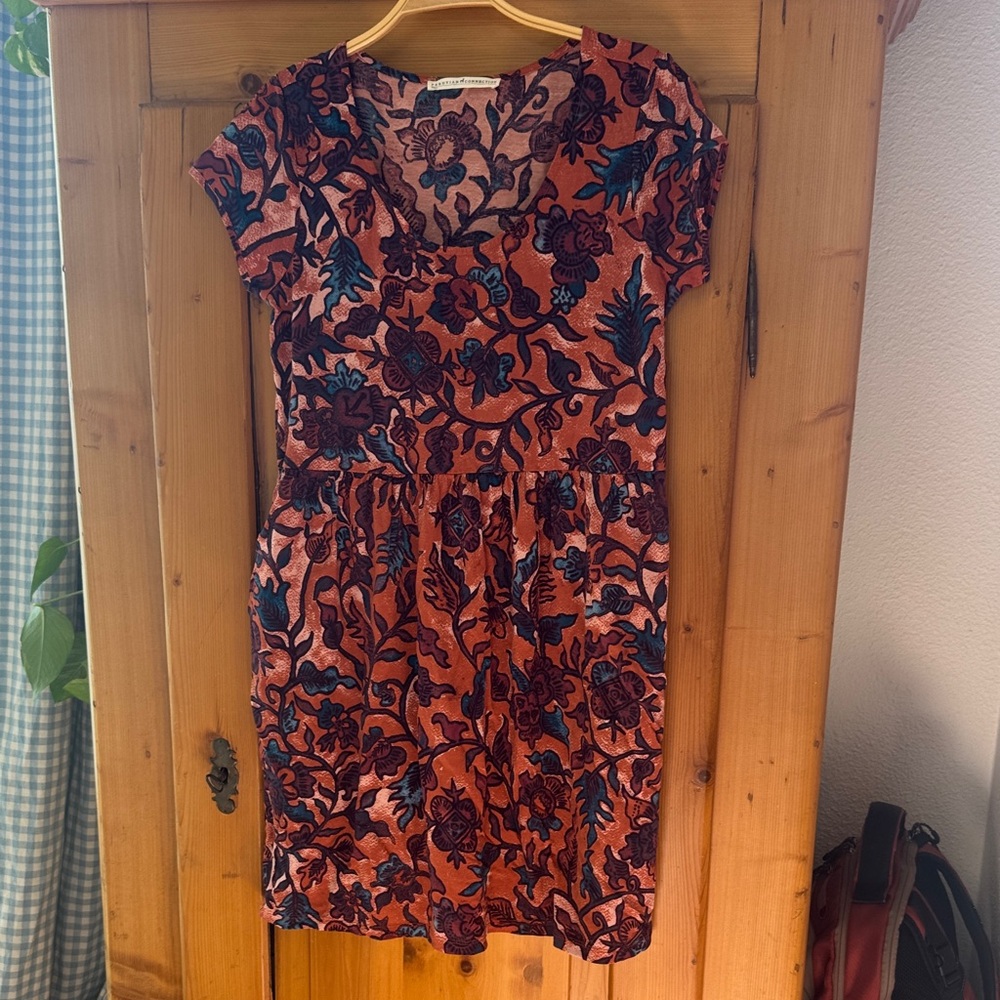 Peruvian Connection Floral V-Neck Short Sleeve Dress